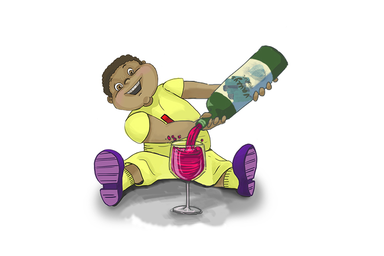 Vin is masculine, so it's le vin. So imagine the early learner drinking wine.